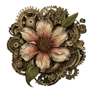 Steampunk Flower V2 Vinyl Car Decal Sticker – Waterproof & UV-Resistant 3.4133333333333336"
