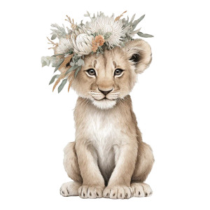 Boho Baby Lion Vinyl Car Decal Sticker – Waterproof & UV-Resistant 6.826666666666667"