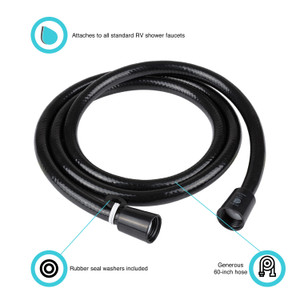 Dura Faucet 60 Inch Black Shower Head Hose | Universal Fit | Durable Vinyl | Easy Install