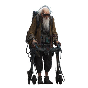 Elderly Cyberpunk Character Vinyl Car Decal Sticker – Waterproof & UV-Resistant 3.4133333333333336"