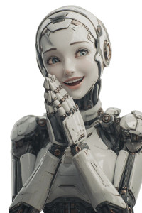 Happy Robot Woman V2 Vinyl Car Decal Sticker – Waterproof & UV-Resistant 8.96"
