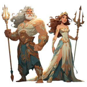 Poseidon And Sea Goddess Vinyl Car Decal Sticker – Waterproof & UV-Resistant 3.4133333333333336"