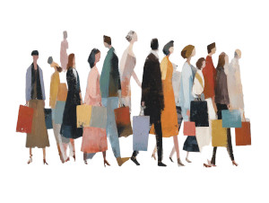 Abstract Urban Shoppers Vinyl Car Decal Sticker – Waterproof & UV-Resistant 3.0933333333333333"