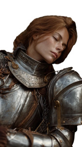 Female Knight Resting V3 Vinyl Car Decal Sticker – Waterproof & UV-Resistant 9.706666666666667"