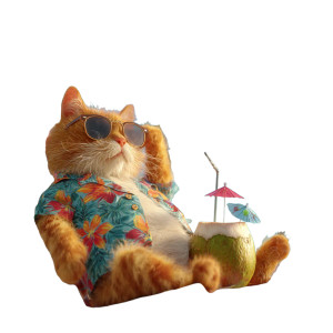 Beach Lounging Cat Vinyl Car Decal Sticker – Waterproof & UV-Resistant 3.4133333333333336"