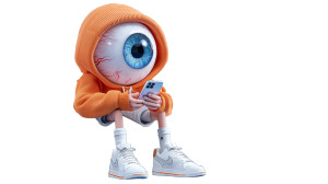Tired Eyeball Character Vinyl Car Decal Sticker – Waterproof & UV-Resistant 2.72"