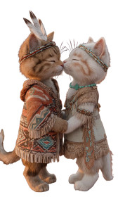 Anthropomorphic Kittens Kissing Vinyl Car Decal Sticker – Waterproof & UV-Resistant 9.706666666666667"