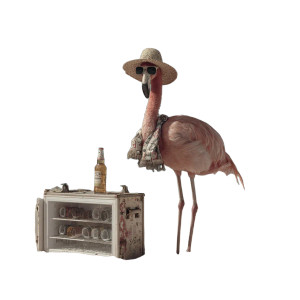 Flamingo At Beach Vinyl Car Decal Sticker – Waterproof & UV-Resistant 6.826666666666667"