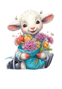 Lamb With Flowers Vinyl Car Decal Sticker – Waterproof & UV-Resistant 4.373333333333333"