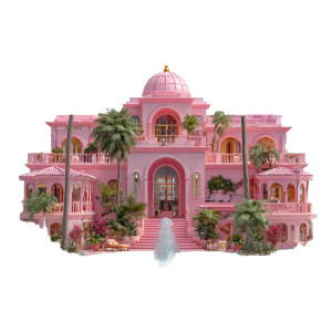 Pink Barbie Mansion Vinyl Car Decal Sticker – Waterproof & UV-Resistant 3.4133333333333336"