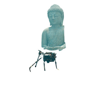 Hovering Buddha Statue Vinyl Car Decal Sticker – Waterproof & UV-Resistant 3.4133333333333336"