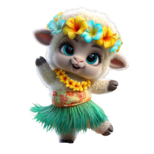 Hula Dancing Sheep Vinyl Car Decal Sticker – Waterproof & UV-Resistant 6.826666666666667"