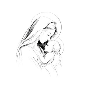 Virgin Mary Drawing Vinyl Car Decal Sticker – Waterproof & UV-Resistant 3.4133333333333336"
