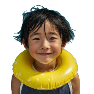 Happy Swimming Kid Vinyl Car Decal Sticker – Waterproof & UV-Resistant 3.4133333333333336"