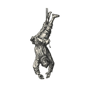 Upside Down Hanged Man Vinyl Car Decal Sticker – Waterproof & UV-Resistant 6.826666666666667"