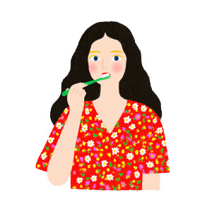 Brushing Teeth Woman Vinyl Car Decal Sticker – Waterproof & UV-Resistant 6.826666666666667"