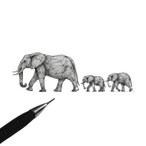 Elephant Line Art Vinyl Car Decal Sticker – Waterproof & UV-Resistant 6.826666666666667"
