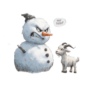 Angry Snowman Confrontation Vinyl Car Decal Sticker – Waterproof & UV-Resistant 3.4133333333333336"