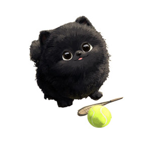 Fluffy Tennis Dog Vinyl Car Decal Sticker – Waterproof & UV-Resistant 3.4133333333333336"