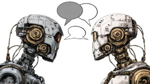 Chatting Robots Vinyl Car Decal Sticker – Waterproof & UV-Resistant 2.72"