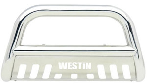Westin Automotive Bull Bar 31-5240 E-Series; Polished; Stainless Steel; 3 Inch Diameter; With Brushed Aluminum Skid Plate; With Light Mounting Tabs; 6 Inch Max Light Westin Automotive Bull Bar 31-5240 E-Series; Polished; Stainless Steel; 3 Inch Diameter; With Brushed Aluminum Skid Plate; With Light Mounting Tabs; 6 Inch Max Light