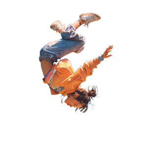 Girl Attempting Backflip Vinyl Car Decal Sticker – Waterproof & UV-Resistant 3.4133333333333336"