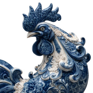 Porcelain Rooster Sculpture Vinyl Car Decal Sticker – Waterproof & UV-Resistant 3.4133333333333336"