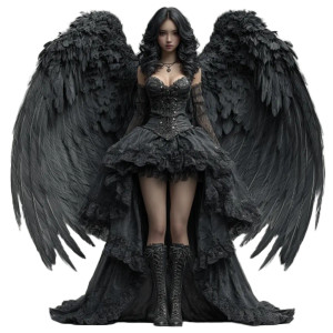 Black-Winged Angel V6 Vinyl Car Decal Sticker – Waterproof & UV-Resistant 3.4133333333333336"
