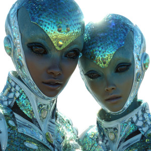 Alien Girls Observing Vinyl Car Decal Sticker – Waterproof & UV-Resistant 6.826666666666667"