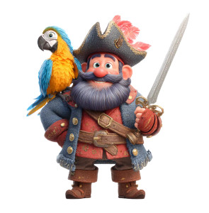 Happy Pirate Cartoon Vinyl Car Decal Sticker – Waterproof & UV-Resistant 3.466666666666667"