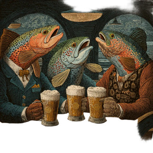 Trout At Bar Vinyl Car Decal Sticker – Waterproof & UV-Resistant 3.4133333333333336"