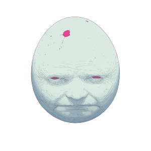 Human-Faced Egg Vinyl Car Decal Sticker – Waterproof & UV-Resistant 3.4133333333333336"