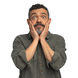 Surprised Latino Man Vinyl Car Decal Sticker – Waterproof & UV-Resistant 3.4133333333333336"