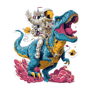 Astronaut Riding T-Rex Vinyl Car Decal Sticker – Waterproof & UV-Resistant 3.4133333333333336" Astronaut Riding T-Rex Vinyl Car Decal Sticker – Waterproof & UV-Resistant 3.4133333333333336"