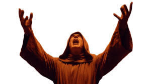 Chanting Hooded Man Vinyl Car Decal Sticker – Waterproof & UV-Resistant 2.72"