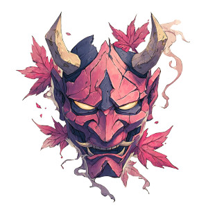 Split Oni Mask Vinyl Car Decal Sticker – Waterproof & UV-Resistant 6.826666666666667"