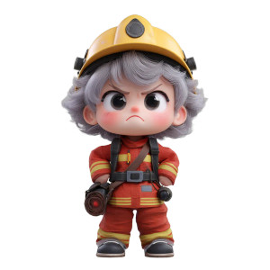 Cute Firefighter Girl Vinyl Car Decal Sticker – Waterproof & UV-Resistant 3.4133333333333336"