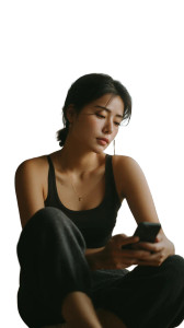 Pensive Korean Woman Vinyl Car Decal Sticker – Waterproof & UV-Resistant 9.706666666666667"