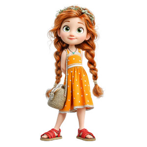 Red-Haired Girl V9 Vinyl Car Decal Sticker – Waterproof & UV-Resistant 3.4133333333333336"