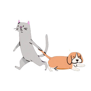 Cat Pulling Beagle Vinyl Car Decal Sticker – Waterproof & UV-Resistant 3.4133333333333336"