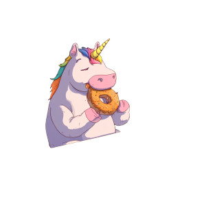Unicorn Eats Bagel Vinyl Car Decal Sticker – Waterproof & UV-Resistant 3.4133333333333336"