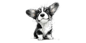 Corgi Puppy Scribble V2 Vinyl Car Decal Sticker – Waterproof & UV-Resistant 5.12"