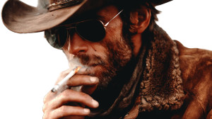 Rugged Cowboy Smoking Vinyl Car Decal Sticker – Waterproof & UV-Resistant 2.72"