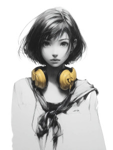 Girl With Headphones V10 Vinyl Car Decal Sticker – Waterproof & UV-Resistant 8.213333333333333"