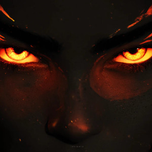 Glowing Eyes Flame Vinyl Car Decal Sticker – Waterproof & UV-Resistant 3.4133333333333336"