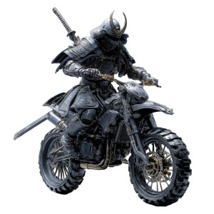 Samurai On Motorcycle V2 Vinyl Car Decal Sticker – Waterproof & UV-Resistant 3.4133333333333336"