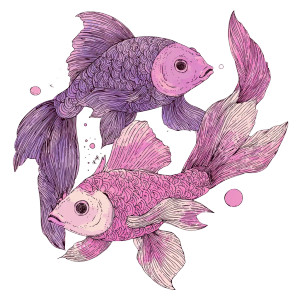 Doodle Pisces Fish Vinyl Car Decal Sticker – Waterproof & UV-Resistant 3.4133333333333336"