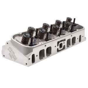 Edelbrock Cylinder Head 50459 E-Street; Assembled; Chevy Big Block; Natural Aluminum; 290 CC Oval Intake Port; 110 CC Exhaust Port; 110 CC Chamber Volume; 2.19 Inch Intake Valve; 1.88 Inch Exhaust Valve; 1.55 Inch Spring Diameter; Single