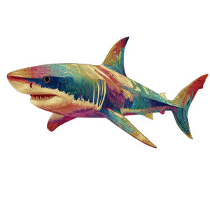 Psychedelic Shark Vinyl Car Decal Sticker – Waterproof & UV-Resistant 3.4133333333333336"