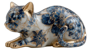 Delft Blue Cat Vinyl Car Decal Sticker – Waterproof & UV-Resistant 2.72"